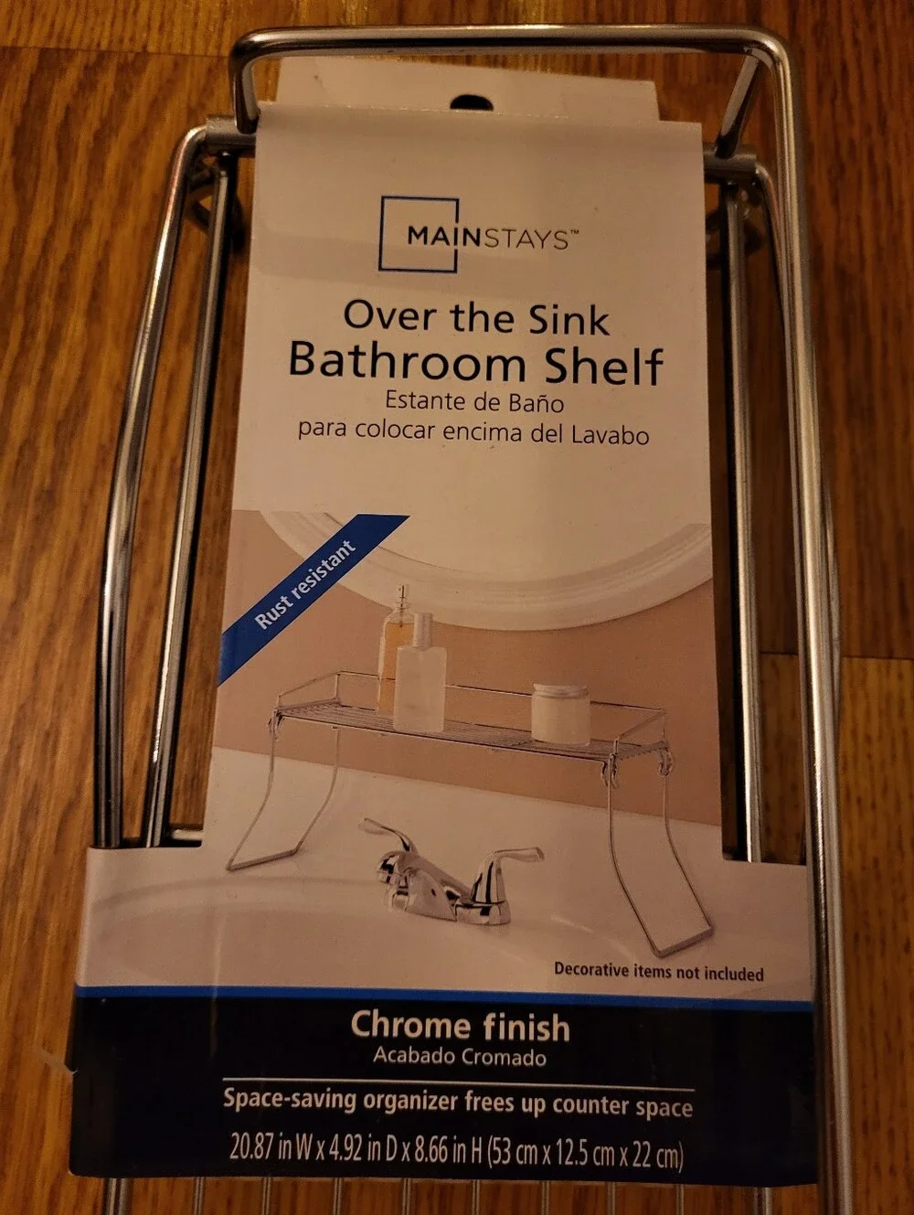 Mainstays Chrome Over the Sink Bathroom Shelf Caddy - Silver